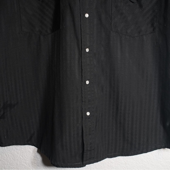 Ely Cattleman Western Pearl Snap Shirt Men L 16.5 Black Stripe Short Sleeve - Picture 2 of 9